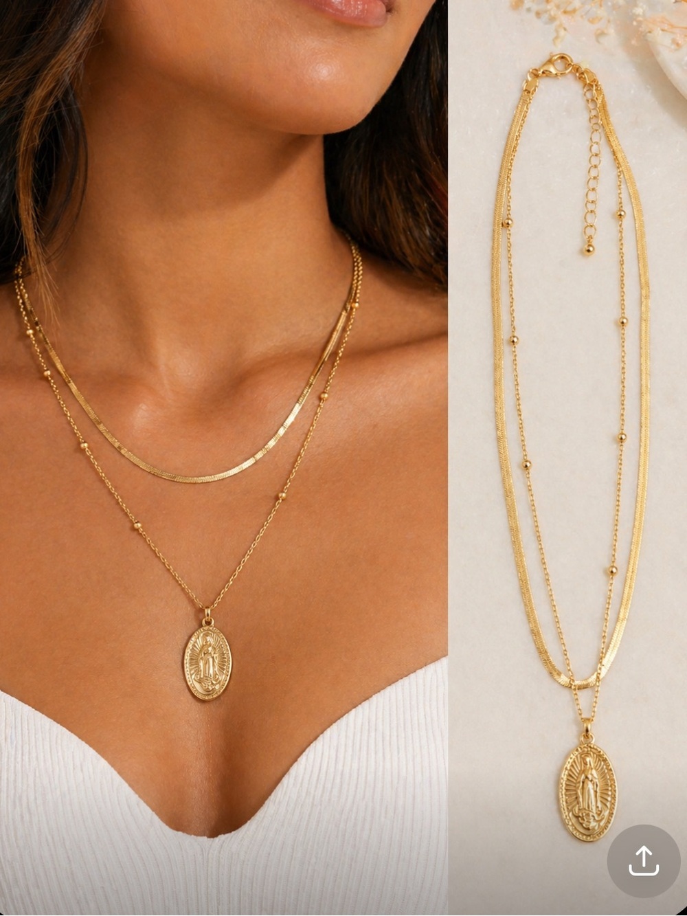 Gold Layered Pendant Necklace - Women Jewelry